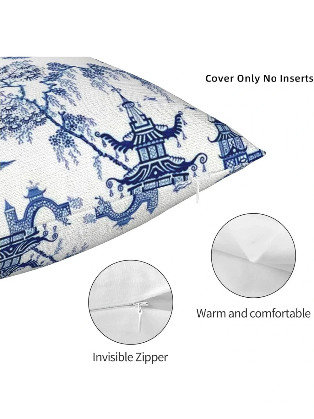 Blue White Chinoiserie Pillow Cover Decorative Throw Cushion Cover